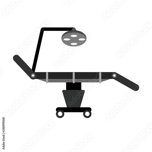 Operating table icon on white background. Vector illustration in flat design. New modern technology. Medical operation room. 