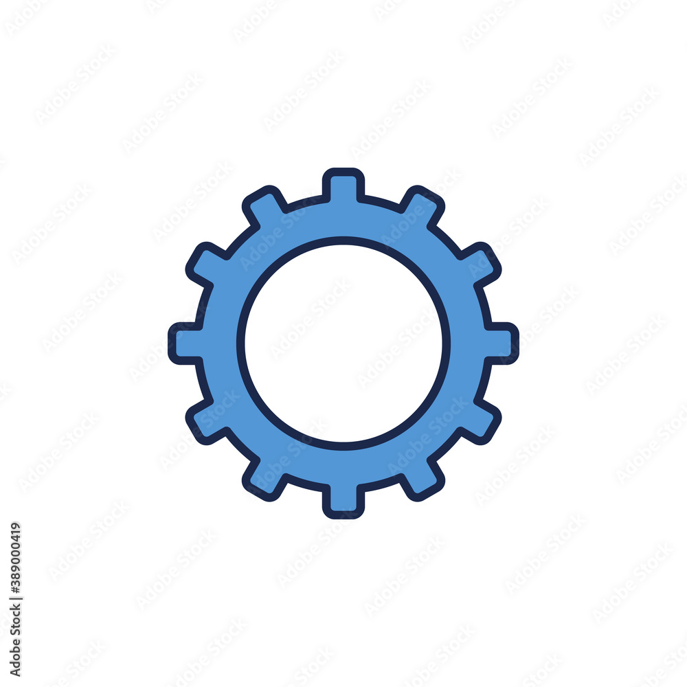 Blue Cog Wheel vector concept icon or logo