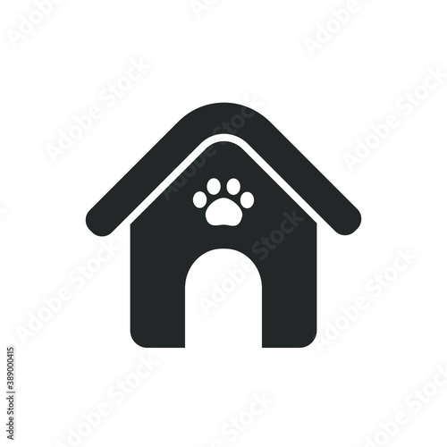 Pet house with paw sign silhouette icon logo. Simple modern minimal flat vector illustration design.