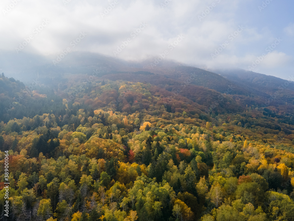 Aerial autumn landscape in the mountains