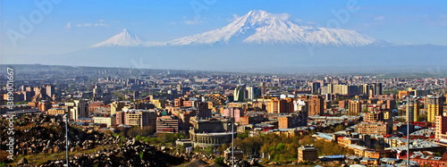 Legendary mount Ararat and Yerevan city.