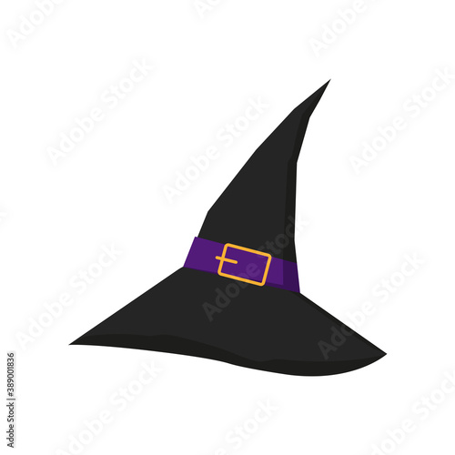 Witch hat isolated on white, vector illustration