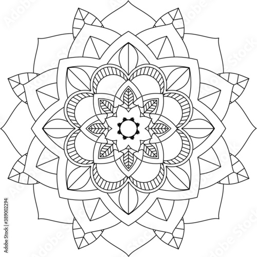 Easy Mandala coloring book simple and basic for beginners, seniors and children. Set of Mehndi flower pattern for Henna drawing and tattoo. Decoration in ethnic oriental, Indian style.