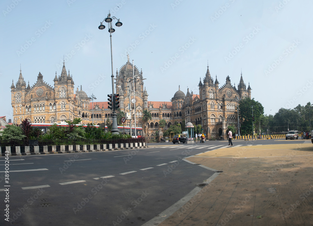  25 October 2020 Panoramic View of Chhatrapati Shivaji Terminus railway station (CSTM), is a historic railway station and a UNESCO World Heritage Site in Mumbai, Maharashtra, India