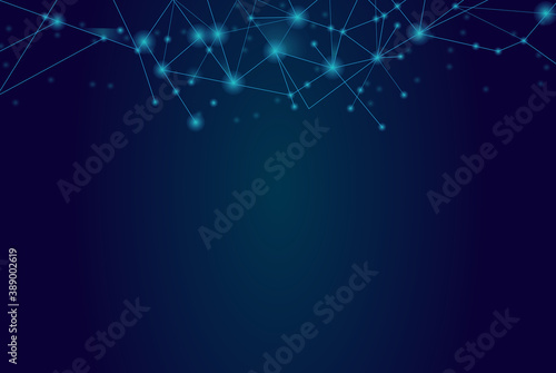 Network abstract connection isolated on blue background. Network technology background with dots and lines. Ai background. Connect vector. For ai digital design  network technology