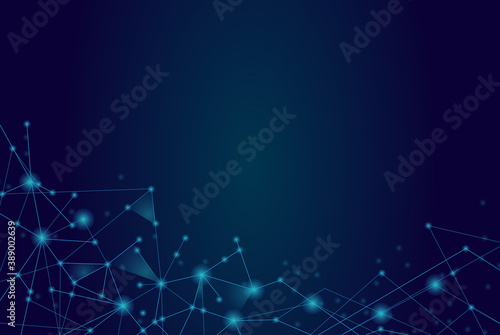 Fototapeta Naklejka Na Ścianę i Meble -  Network abstract connection isolated on blue background. Network technology background with dots and lines. Ai background. Connect vector. For ai digital design, network technology