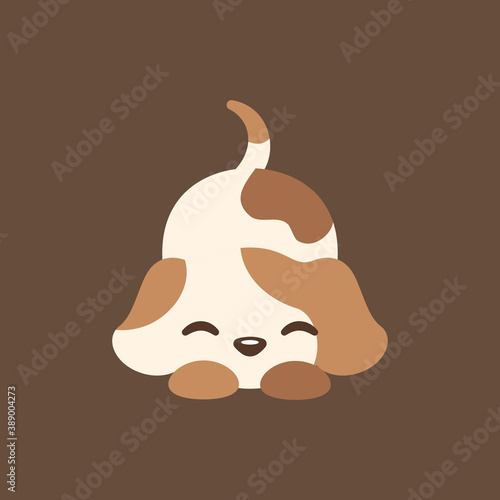 Cute happy brown and beige puppy dog cartoon icon sign symbol. Simple flat vector illustration design.