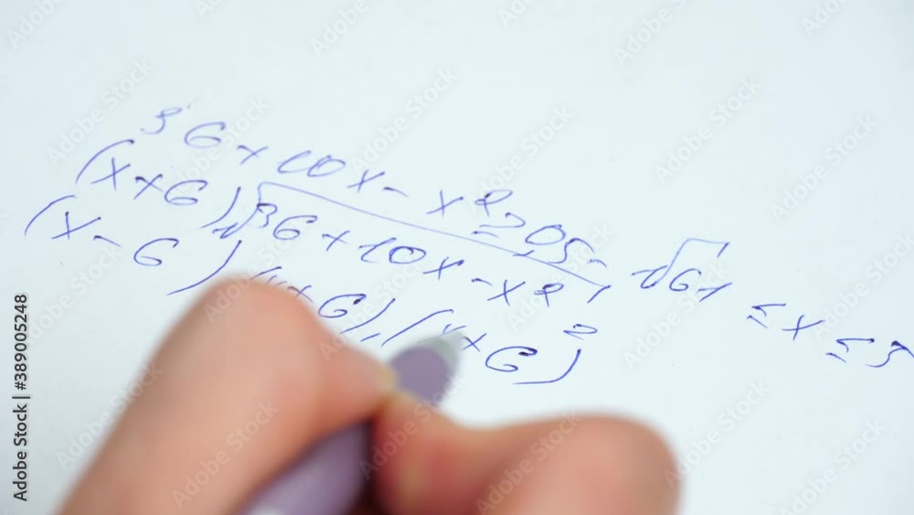 The solution of mathematical formulas. Close-up of the writing hand. Science and education. The solution of mathematical formulas. Close-up of the writing hand. Science and education.