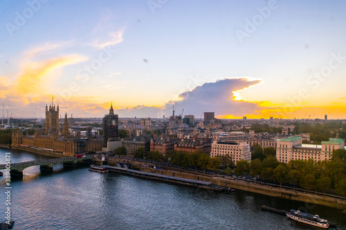 view of london at sunset from london eye