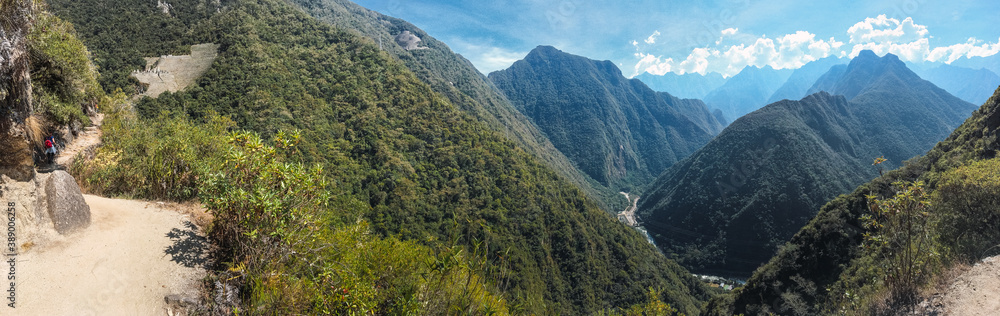 Panoramic view of the Inca Trail to Machu Pichu