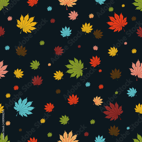 Seamless pattern with colorful leaves