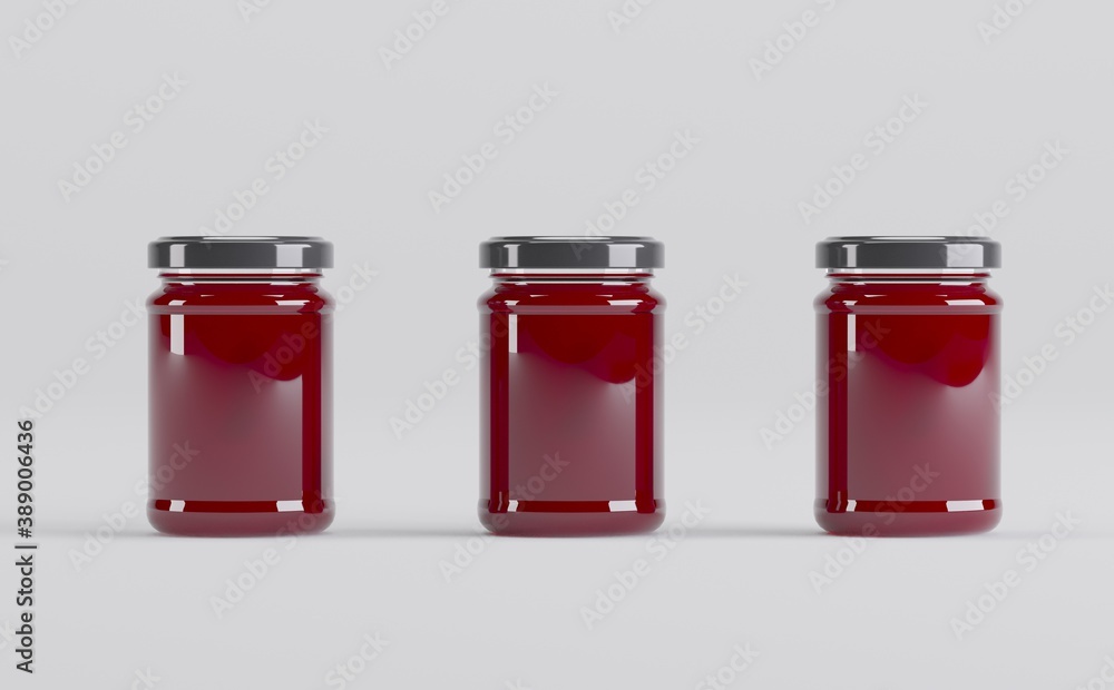 Jam Jars Mockup 3D Illustration Jam Jars Mockup 3D Illustration