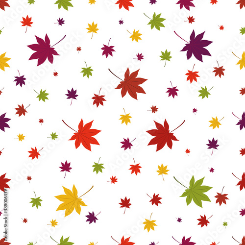 Seamless pattern with colorful leaves