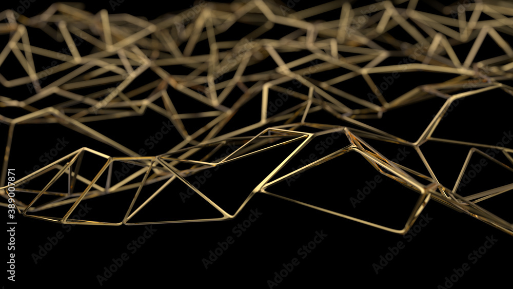 Golden abstract shape background, 3d illustration Golden abstract shape background, 3d illustration