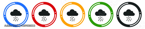 Weather rain icon set. flat design vector illustration in 5 colors options for webdesign