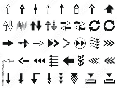 Collection of geometric arrows and other symbols. For design, advertising banner, presentations. 10 eps design.