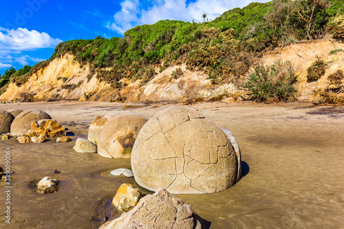 The huge round stone boulders