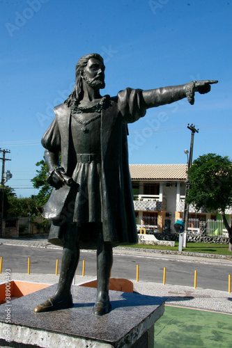 porto seguro, bahia / brazil - august 4, 2008: statue of Pedro Alvares Cabral in the city of Porto Seguro, in the south of Bahia.  photo