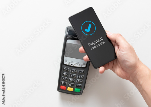 Contactless payment with smart phone. photo