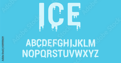 Melting ice cream font, alphabet letters and numbers vector illustration