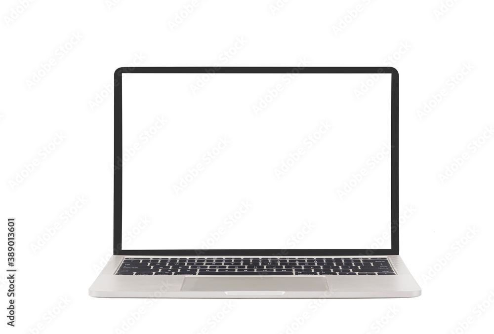 Modern laptop with blank screen on isolated white background Modern laptop with blank screen on isolated white background