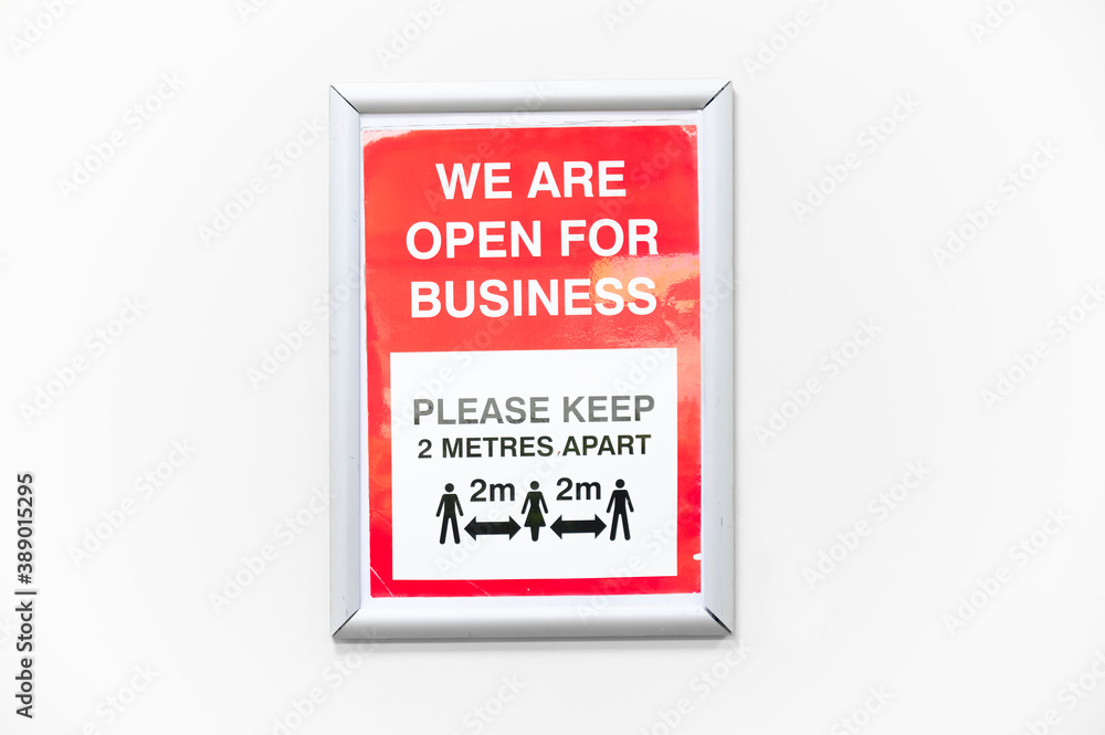 Open for business shop sign after lockdown of coronavirus covid 19 Open for business shop sign after lockdown of coronavirus covid 19