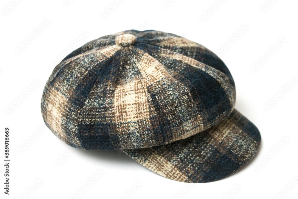 Closeup of retro woolen hat on white background Closeup of retro woolen hat on white background