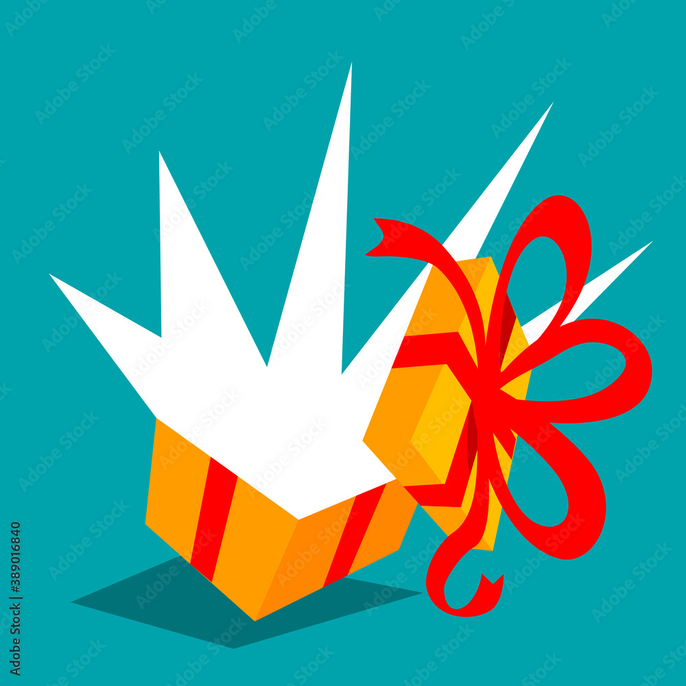 Vector illustration of exploded open gift box with ribbon and bow Vector illustration of exploded open gift box with ribbon and bow
