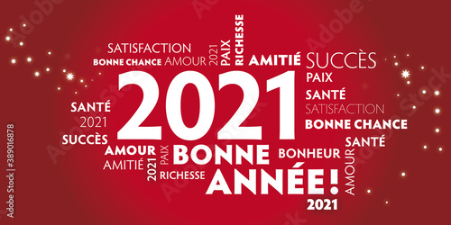 Carte de voeux – bonne année 2021 - rouge.