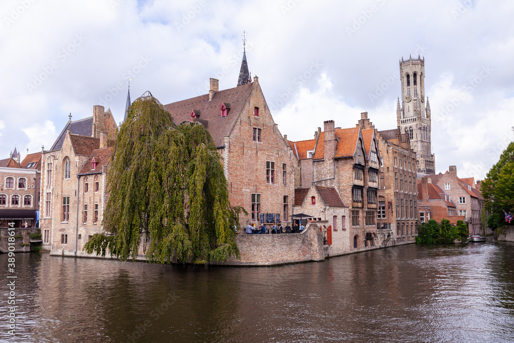 Brugge view over city and canal-