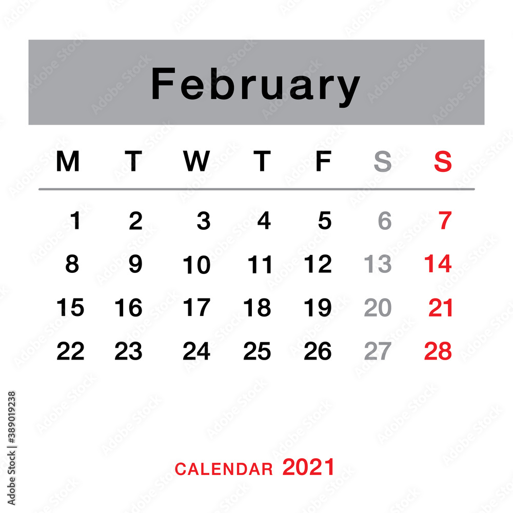 February 2021 planning calendar . Simple February 2021 calendar. Week starts from Monday. Template of calendar for February February 2021 planning calendar . Simple February 2021 calendar. Week starts from Monday. Template of calendar for February
