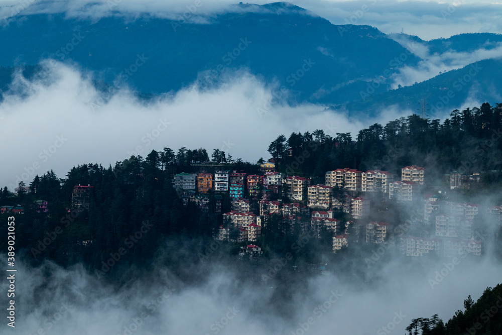 Fototapeta premium Various views of Shimla in monsoon