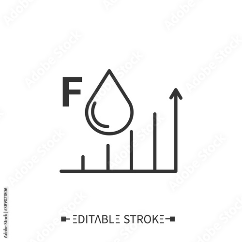 Fat content line icon. Energy value. High level fats. Nutrition facts. Nutrient supplements. Nutrient composition. Isolated vector illustration. Editable stroke