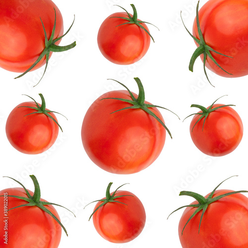 composition of red tomatoes isolated on a white background. 