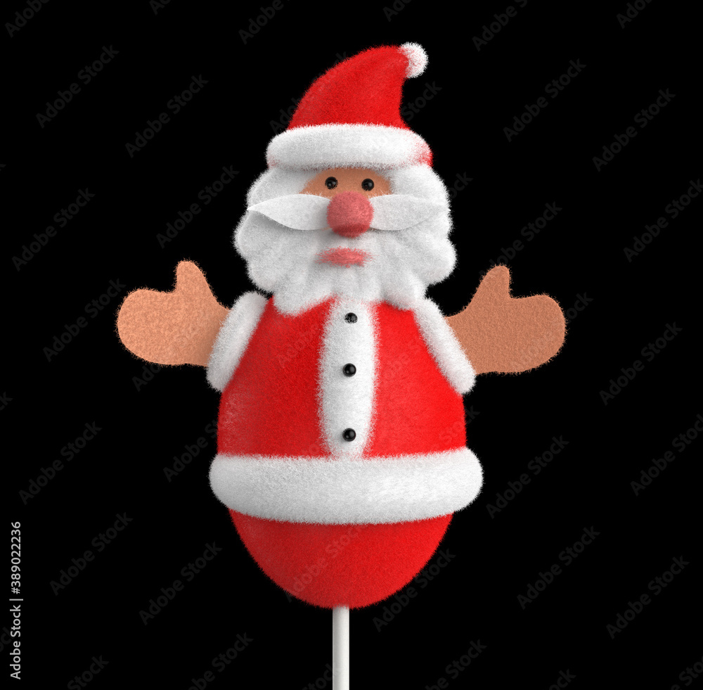 Santa Claus plush toy with black background
