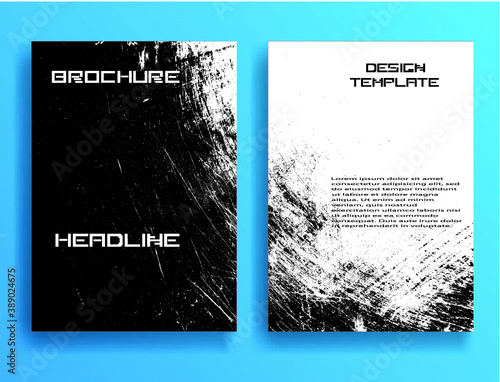 Grunge Black and White Distress Texture . Vector Illustration. Set of Flyer Templates. Collection of Brochure Design . Abstract Modern Background .