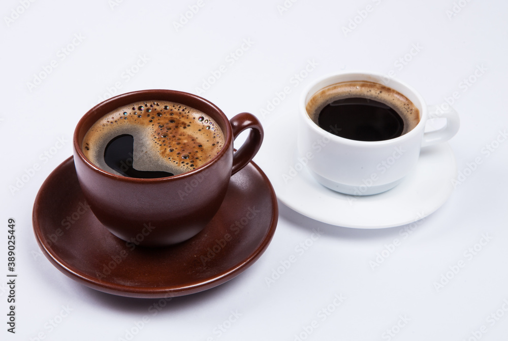 Cup of coffee on the coffee beans background Cup of coffee on the coffee beans background