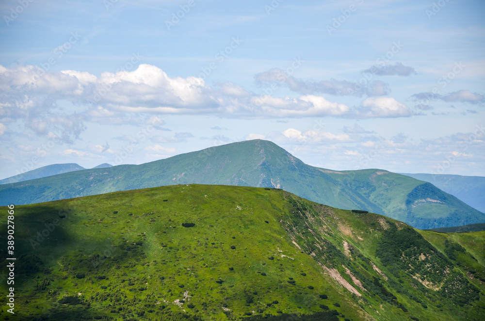Carpathians landscape on a Chornohora mountain ridge during summer time View of Mount Petros Carpathians landscape on a Chornohora mountain ridge during summer time View of Mount Petros