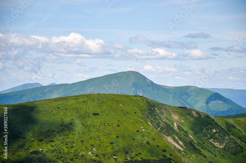 Carpathians landscape on a Chornohora mountain ridge during summer time View of Mount Petros © Dmytro