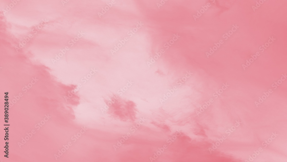 Beautiful sky with cirrocumulus clouds, pink coral watercolor toned, panorama