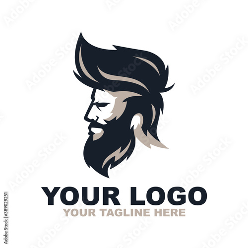 Beard Man Barber Shop Logo