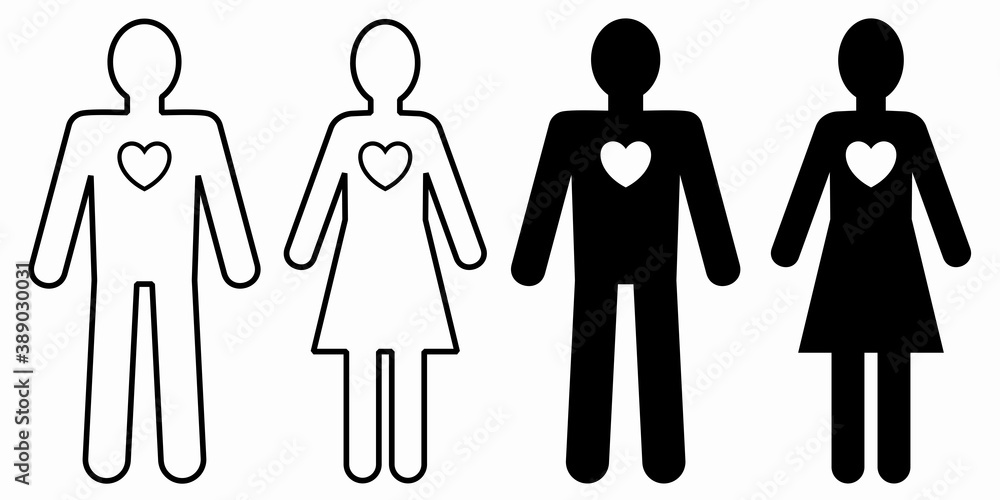 illustration of a man and woman icon, vector drawing illustration of a man and woman icon, vector drawing