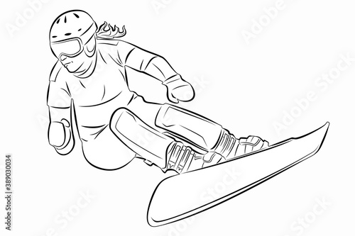 illustration of a snowboarder , vector drawing