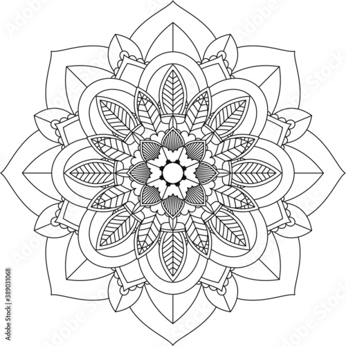 Easy Mandala coloring book simple and basic for beginners, seniors and children. Set of Mehndi flower pattern for Henna drawing and tattoo. Decoration in ethnic oriental, Indian style.