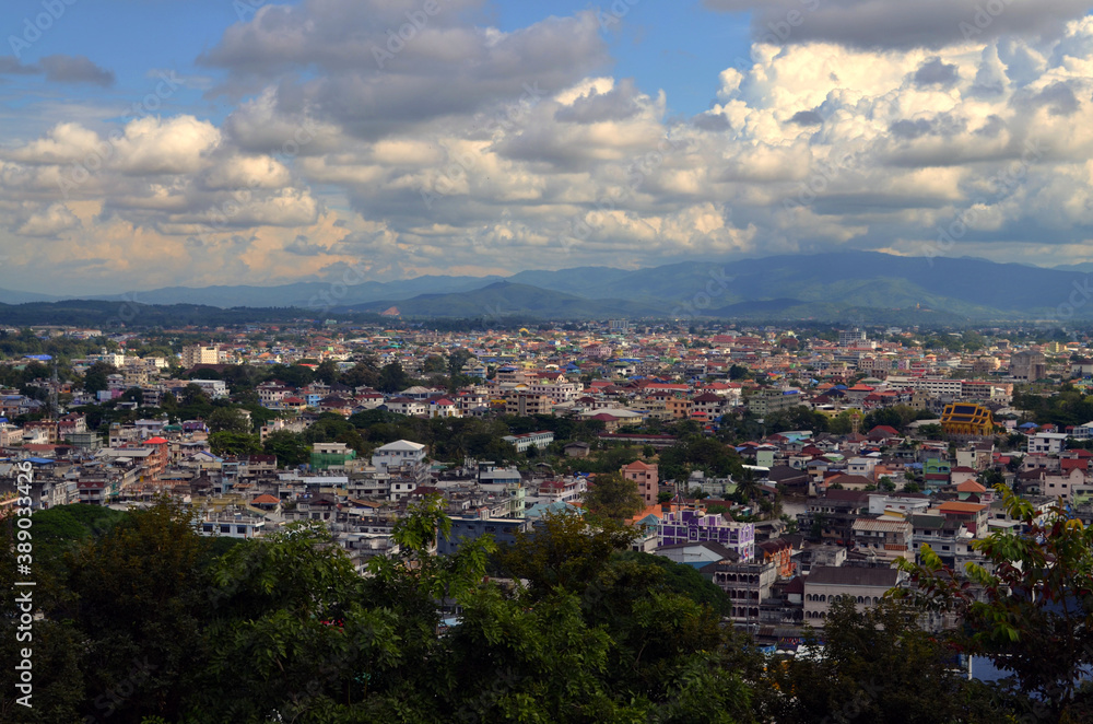 Mae Sai, Thailand - View of City from Wat Phra That Doi Wao