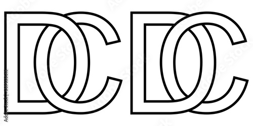 Logo cd dc icon sign two interlaced letters C D, vector logo cd dc first capital letters pattern alphabet c d
