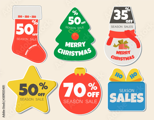 Christmas sale tags collection paper style