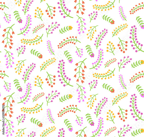 Seamless vector floral pattern. Flowers background for design  fabric  textile  cover  wrapping etc. Beautiful botanic flowers field bouquet.