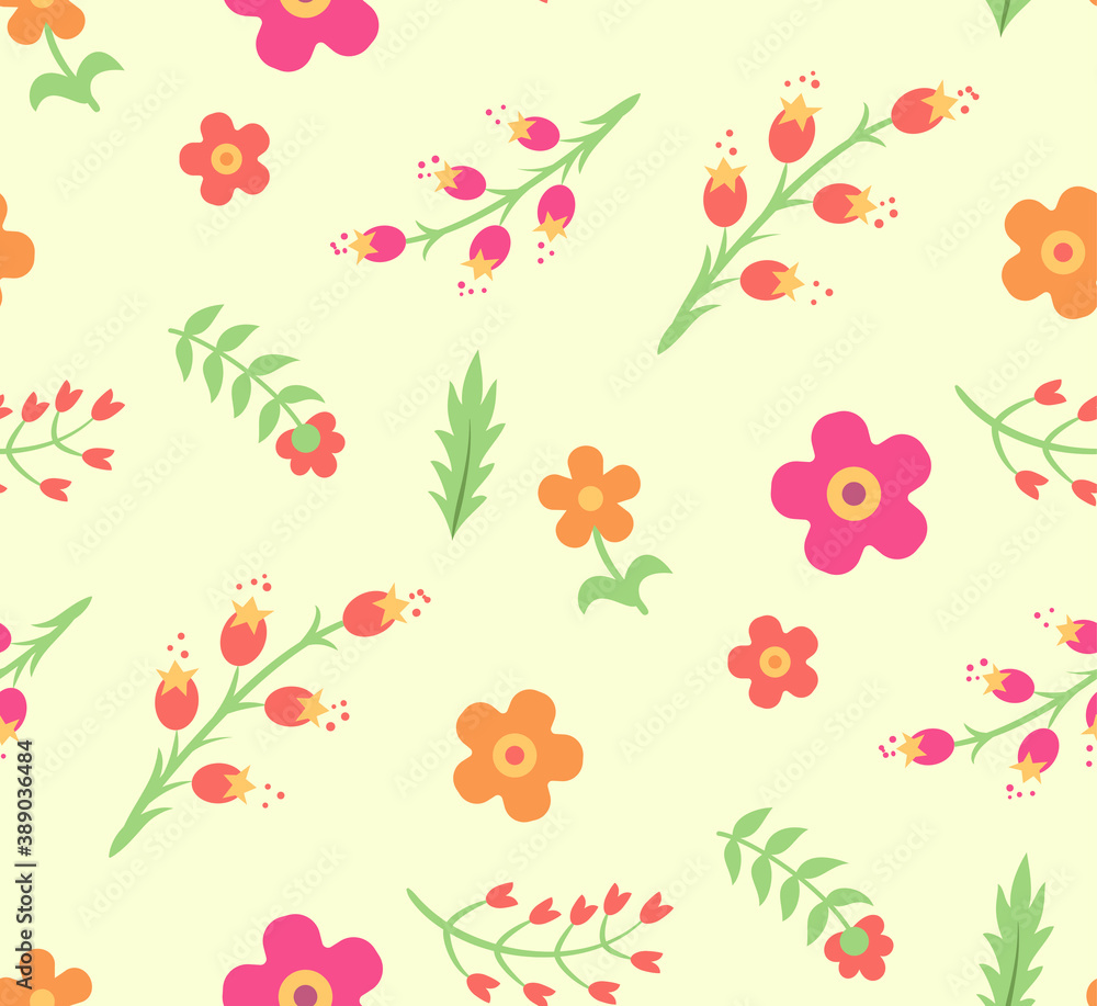Seamless vector floral pattern. Flowers background for design, fabric, textile, cover, wrapping etc. Beautiful botanic flowers field bouquet. Seamless vector floral pattern. Flowers background for design, fabric, textile, cover, wrapping etc. Beautiful botanic flowers field bouquet.