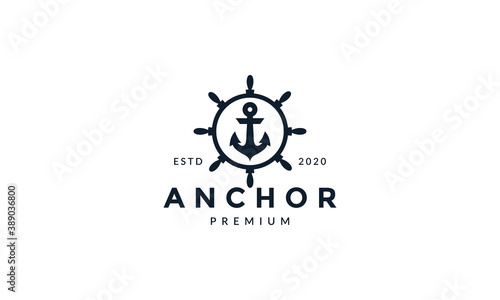 anchor modern silhouette logo vector icon design